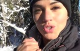 Italian girl shows tits and ass in the mountains <!-- width=