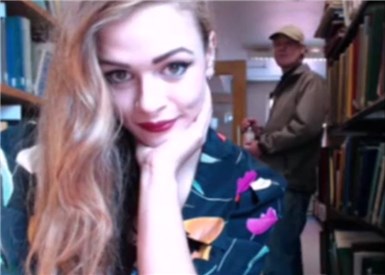 British girl flashing tits on cam in library <!-- width=
