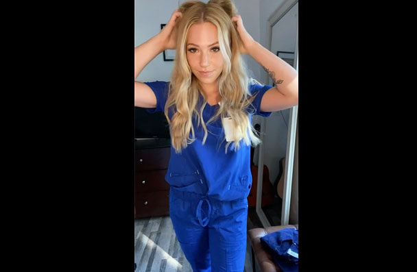 Sexy nurse shows her hot lingerie