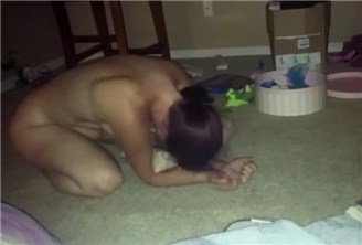 Horny milf humping the floor until she reaches an orgasm  <!-- width=