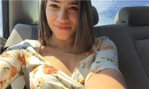 Latina chick selfshot pussy rubbing in the car