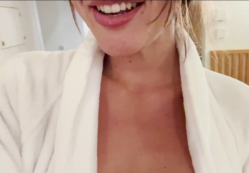 Risky masturbation in hotel sauna <!-- width=