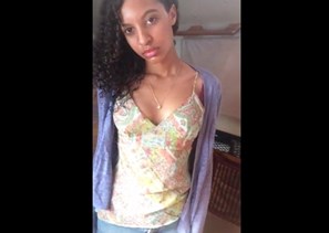 Black chick shows her perfect firm tits