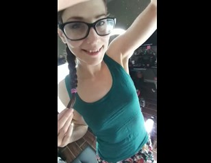 Girl selfshot anal plug on Snapchat