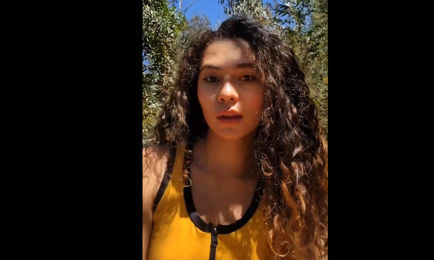 Latina babe Eliencafe masturbates with dildo in the nature <!-- width=