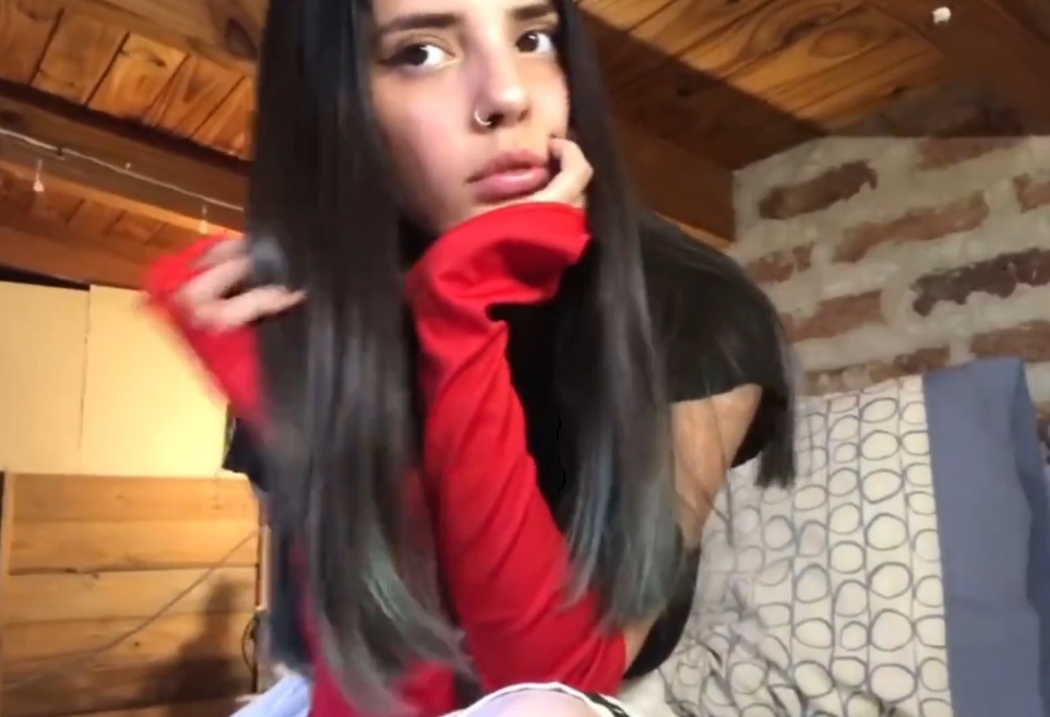 Latina teen teases in hentai uniform <!-- width=
