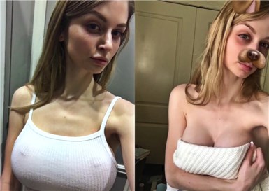 Adult performer Nadya Nabakova selfshot her big tits <!-- width=
