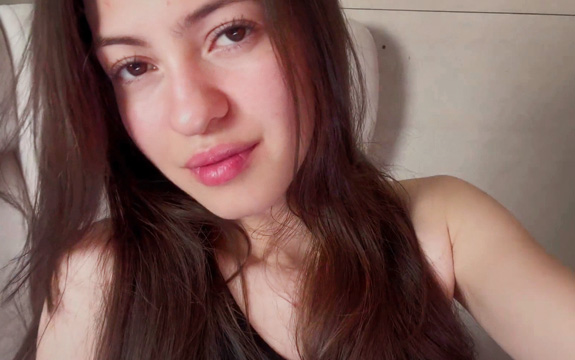 Cute Colombian college chick fingers pussy until orgasm <!-- width=