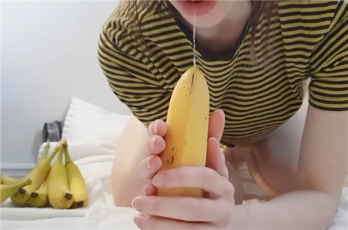 Anal fun with banana <!-- width=