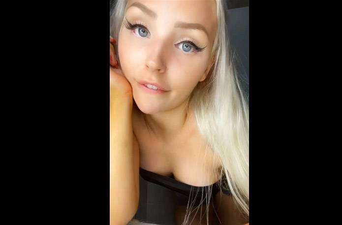Blonde teen Amy masturbates with dildo in toilet <!-- width=