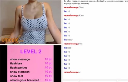 Girl plays game on Omegle chat with stranger
