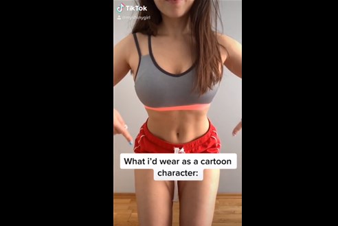 Sexy brunette show TikTok cartoon challenge 