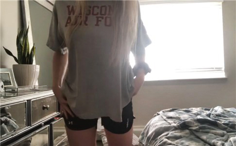 College teen striptease and shows her anal plug <!-- width=