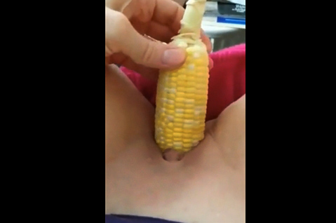 POV masturbation with corn <!-- width=