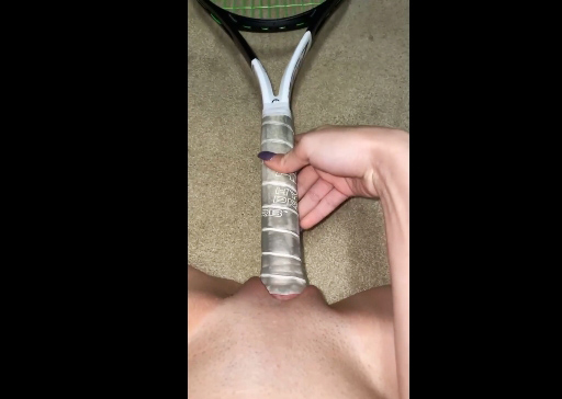 POV masturbation with tennis racket <!-- width=