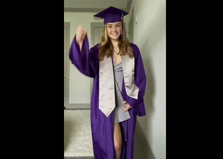 Cute blonde after graduation striptease