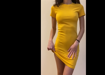 18yo reddit chick nofacefreak_18 teases in a yellow dress <!-- width=