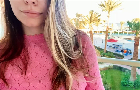 OnlyFans girl Amy May flashing perky tits on balcony <!-- width=