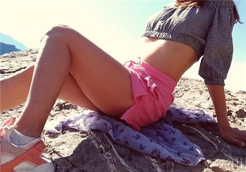Real masturbate and cumming on public beach  <!-- width=