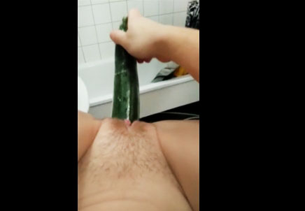 POV zucchini masturbation <!-- width=