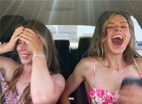 Blondes cumming hard in car with remote controlled vibrators <!-- width=