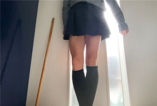 Japanese student masturbating with a broom <!-- width=