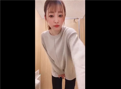 Japanese girl undresses and masturbates on public toilet <!-- width=
