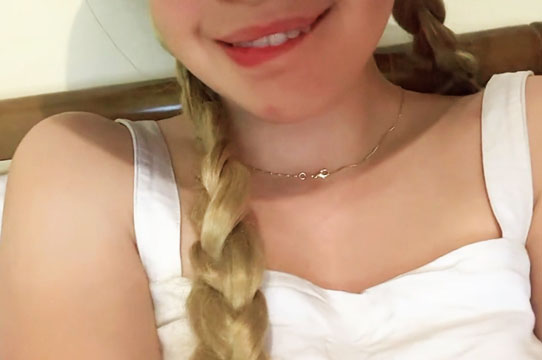 College girl Byka Rose gets very horny in her room <!-- width=