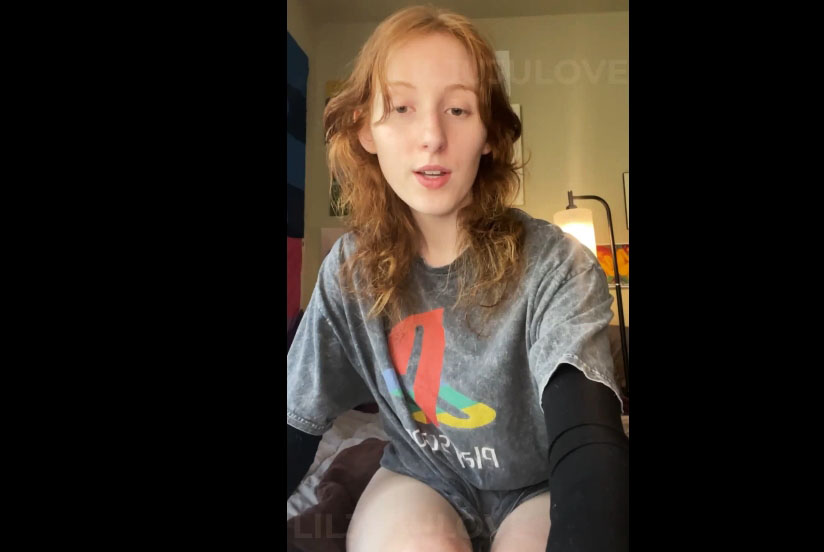 Redhead liljujulove masturbates with glass dildo until orgasm