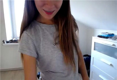 Slender girl teases on cam <!-- width=