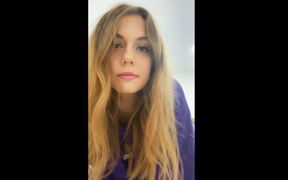British girl shows off masturbation with her toy <!-- width=