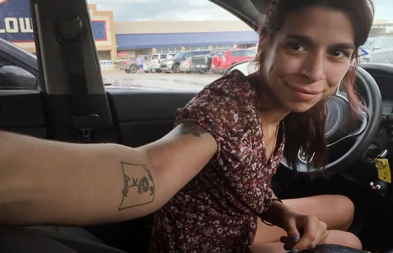 Babydoll kristina almost caught while masturbation in parking lot! <!-- width=