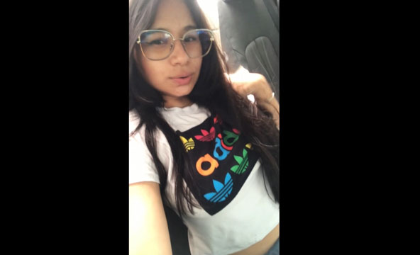 Busty teen films herself masturbating on the way home <!-- width=
