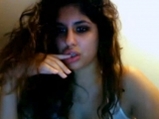 Curly latina girl home alone <!-- width=