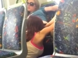 Girl licking girl in train <!-- width=