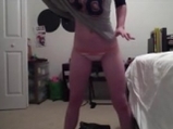 Amateur girl undressing and dancing <!-- width=