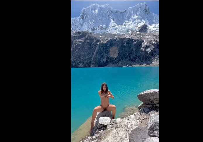 Naked girl in the mountains
