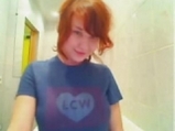 College redhead webcam flasher on bathroom <!-- width=