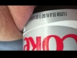 One liter Coke bottle in horny pussy hole <!-- width=