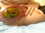 Fruit insertion to piercing pussy <!-- width=