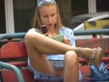 Voyeur camera with girl no panties on public <!-- width=