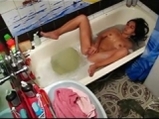 Home bath masturbation with dildo <!-- width=
