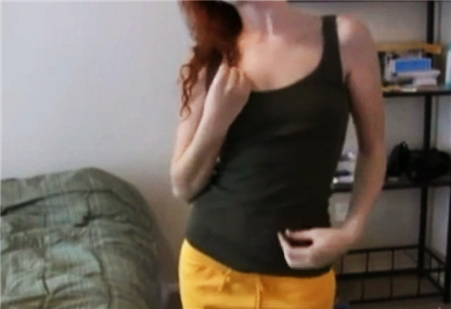 Amateur redhead strips and masturbate on cam