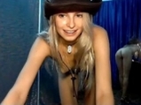 Naked blonde girl in a Cowboy hat  teases <!-- width=