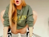 Asian girl in rap music looks rides on dildo