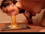 Girl shows blowjob and dildo riding <!-- width=