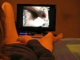 Girl watching cocks and rubs pussy <!-- width=