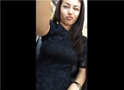 Latina girl hidden rubs pussy on public