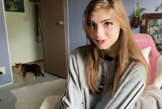 Young brunette Baybebona with perky tits masturbates