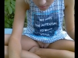 Naked blonde is outdoor on cam <!-- width=